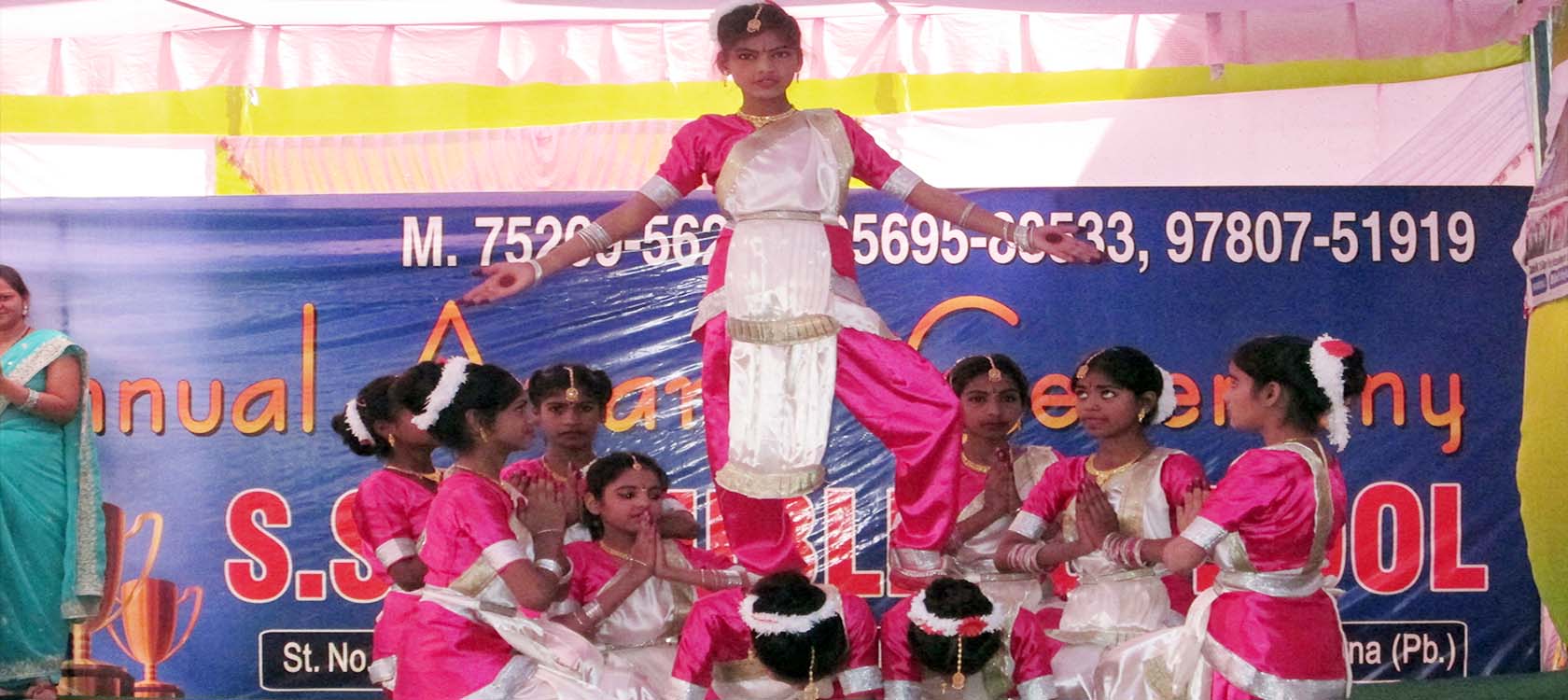 Students performing Bharatnatyam Dance at SSD Public School